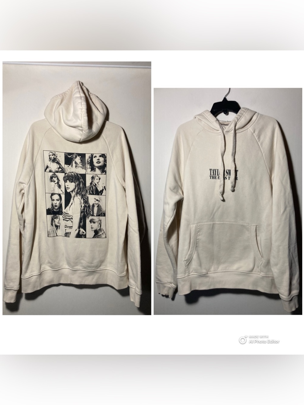 Taylor Swift The Eras Tour Cream Hoodie Kangaroo Pocket Size Medium
